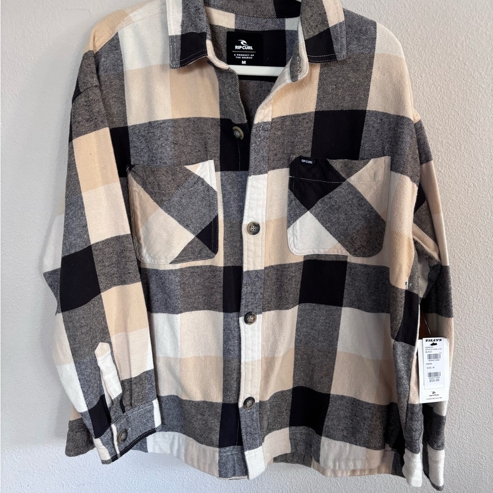 Rip Curl Black and Cream Flannel